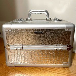 Sephora COLLECTION Embossed Traincase - Silver Faux Croc